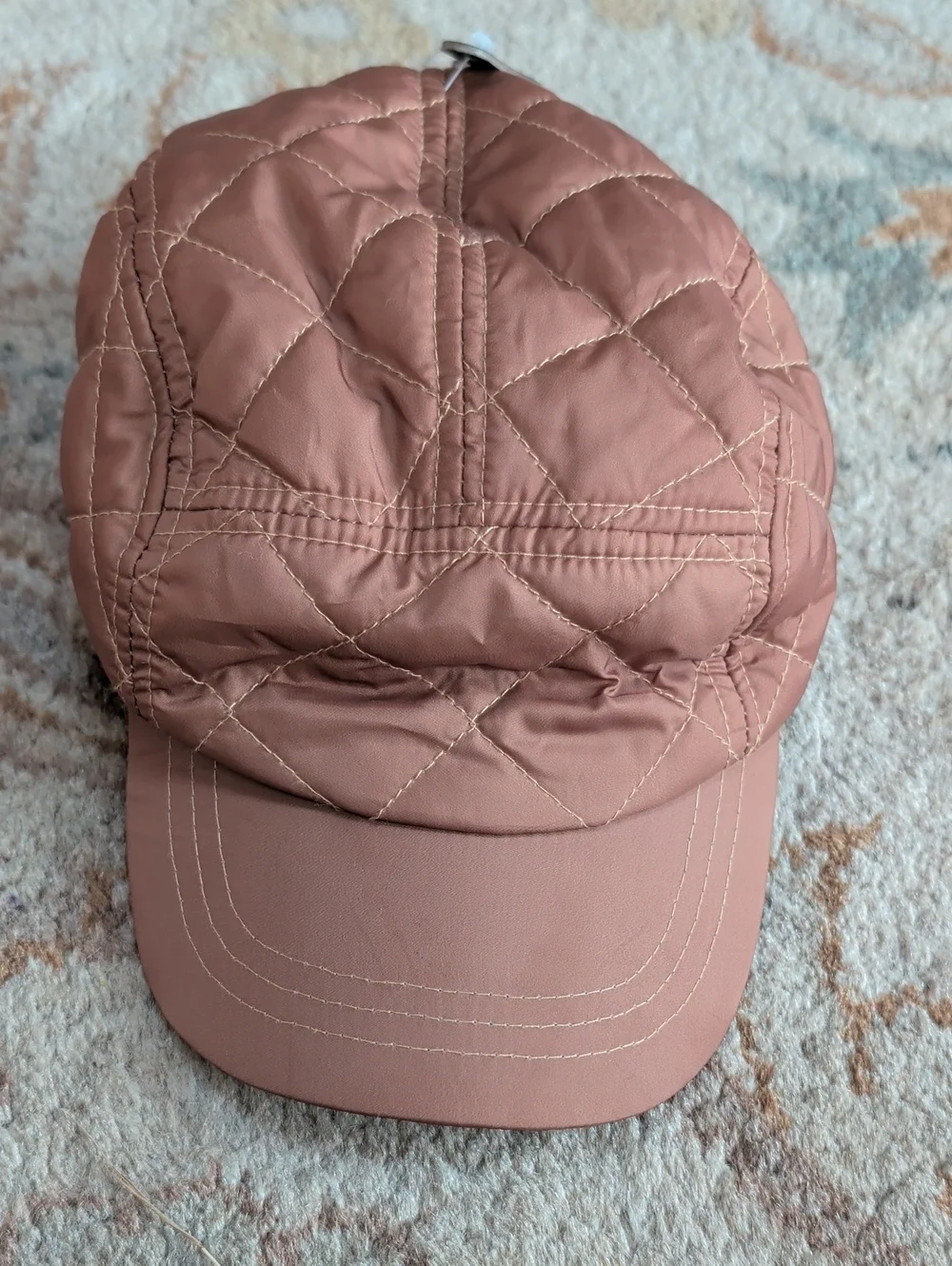 Zara Quilted Rust Orange Newsboy Cap